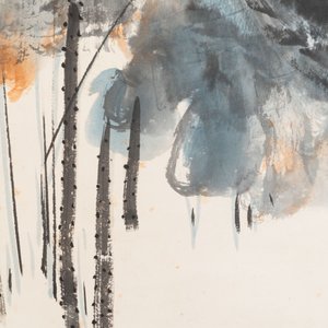 In the manner of Zhang Daqian 張大千 (1898-1983): 'Lotus', ink and colour on paper — photo 13