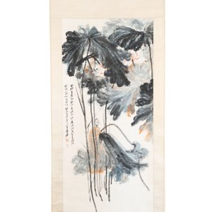 In the manner of Zhang Daqian 張大千 (1898-1983): 'Lotus', ink and colour on paper — photo 2