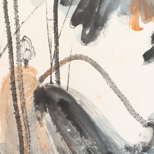 In the manner of Zhang Daqian 張大千 (1898-1983): 'Lotus', ink and colour on paper — photo 10