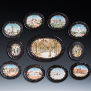 Indian school: Eleven Taj Mahal miniatures including the portraits of Shah Jaha and his wife Mumtaz Mahal, early 20th C. — 照片 1
