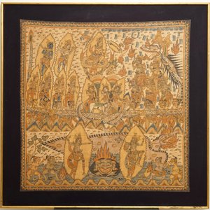 Indonesian school: Scene from the Ramayana, ink and colour on barkcloth, 19/20th C. — photo 1