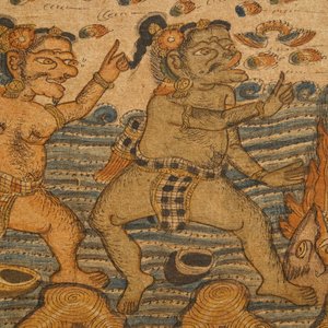 Indonesian school: Scene from the Ramayana, ink and colour on barkcloth, 19/20th C. — photo 7