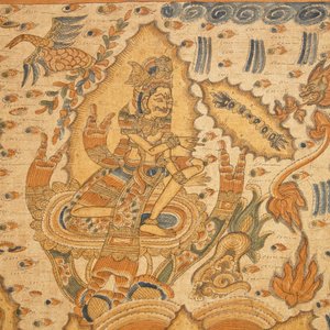 Indonesische school: Scène uit de Ramayana, inkt en kleur op schorstextiel, 19/20e eeuw — foto 2