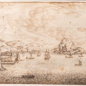 Italiaanse school, 17e eeuw, inkt op papier: Zicht op de baai van Napels — foto 3