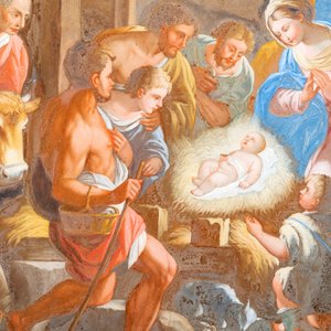 Italian school: 'A Nativity Scene', reverse glass painting, 18th C. — photo 3