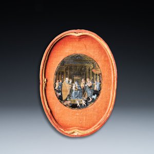 Italian school: 'Adoration of the Shepherds', oval miniature reverse glass painting, 16th C. — 照片 4