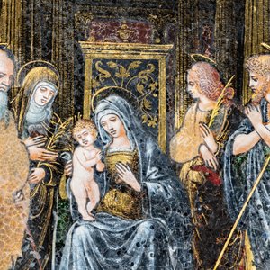 Italian school: 'Adoration of the Shepherds', oval miniature reverse glass painting, 16th C. — 照片 7