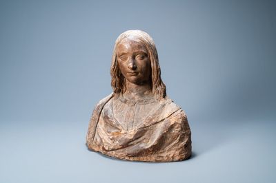 Italian school, surrounding or follower of Agnolo di Polo de’ Vetri (1470 - 1528), a terracotta bust, 16th C.: The young Christ or Cristo Giovinetto