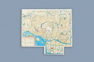 Izumiya Ichibei, Japon, ca. 1844-1848: Un plan de Tokyo, colorié à la main