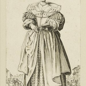 Jacques Callot (1592-1635): 'Edele dame met waaier', studie voor een gravure uit de reeks 'La Noblesse', inkt op papier, ca. 1620 — foto 4