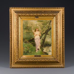Jacques-Clément Wagrez (Ecole française, 1850-1908): 'Jeune femme à la guirlande', huile sur toile, datée 1881 — photo 2