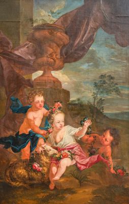 Jan Anton Garemijn (Bruges, 1712-1789): 'Putti in a pastoral landscape', oil on canvas, signed and dated 1768