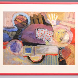Jan Cobbaert (1909-1995): Abstracte compositie met kind, aquarel op papier — foto 2