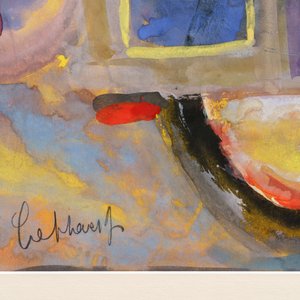 Jan Cobbaert (1909-1995): Composition abstraite avec enfant, aquarelle sur papier — photo 3