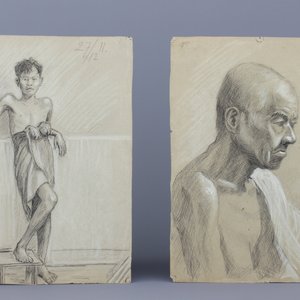 Jan van Aken (1905-?), 6 dessins en crayon, portraits de Bali, l'Indonésie — photo 1