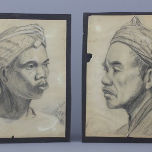 Jan van Aken, (1905-), six pencil drawings, portraits of Bali, Indonesia — photo 2