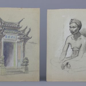 Jan van Aken, (1905-), six pencil drawings, portraits of Bali, Indonesia — photo 3