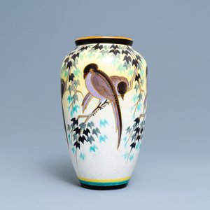Jan Wind en Charles Catteau voor Boch Frères Kéramis: art deco vaas met vogels, ca. 1932 — foto 4