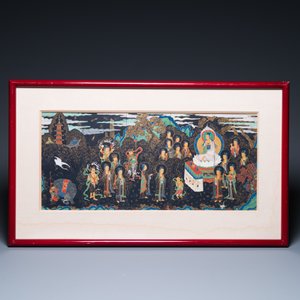 Japanese school: 'A chapter from the Lotus Sutra', ink, colour and gilding on paper, Edo/Meiji, 18/19th C. — 照片 2