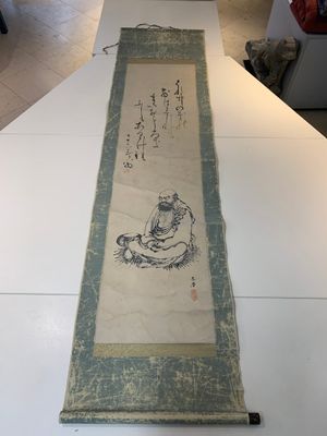Japanese school: 'Calligraphy and Dharma', ink on paper, possibly 17/18th C. — foto 1
