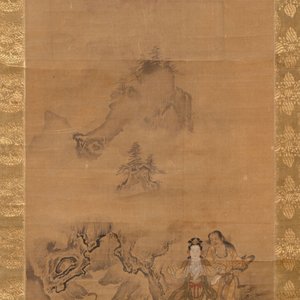 Japanese school: 'Immortals', ink and colour on silk, seal mark of Kano Motonobu 狩野元信, probably 16th C. — foto 2