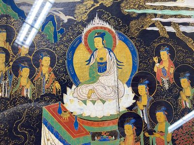 Japanse school: 'Hoofdstuk uit de Lotus Sutra', inkt, kleur en vergulding op papier, Edo/Meiji, 18/19e eeuw — foto 2