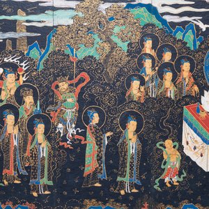 Japanse school: 'Hoofdstuk uit de Lotus Sutra', inkt, kleur en vergulding op papier, Edo/Meiji, 18/19e eeuw — foto 1