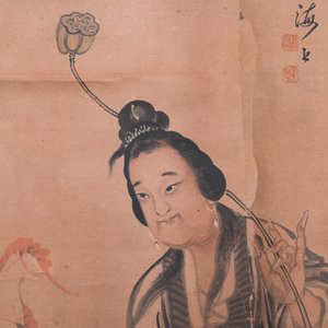 Japanse school, navolger van Sesson Shukei 雪村周継 (1504 – c. 1589): 'Twee onsterfelijken', inkt en kleur op papier — foto 3