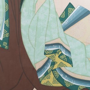 Japanse school, navolger van  Uemura Shoen (1875-1949): 'Jonge vrouw met bloemenmand', Showa, 20e eeuw — foto 5