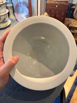 Jardinière en porcelaine de Chine en bleu et blanc à décor de dragon et de carpe, 19ème — photo 7