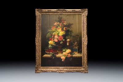 Jean-Baptiste Robie (1821-1910): 'Still Life with Roses and Wild Strawberries', oil on canvas, signed and dated 1863 — photo 2