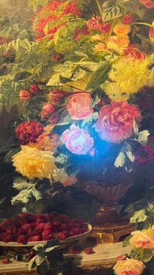 Jean-Baptiste Robie (1821-1910): 'Still Life with Roses and Wild Strawberries', oil on canvas, signed and dated 1863 — photo 23