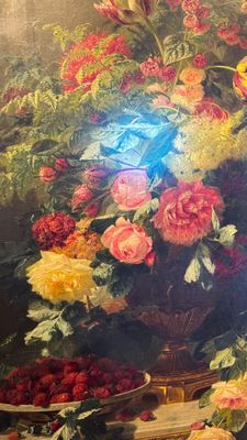 Jean-Baptiste Robie (1821-1910): 'Still Life with Roses and Wild Strawberries', oil on canvas, signed and dated 1863 — photo 24