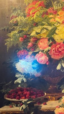 Jean-Baptiste Robie (1821-1910): 'Still Life with Roses and Wild Strawberries', oil on canvas, signed and dated 1863 — photo 25