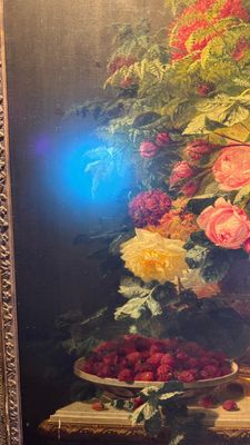 Jean-Baptiste Robie (1821-1910): 'Still Life with Roses and Wild Strawberries', oil on canvas, signed and dated 1863 — photo 26