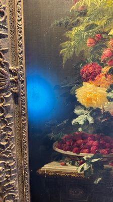 Jean-Baptiste Robie (1821-1910): 'Still Life with Roses and Wild Strawberries', oil on canvas, signed and dated 1863 — photo 27