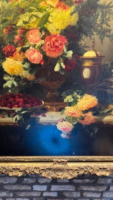 Jean-Baptiste Robie (1821-1910): 'Still Life with Roses and Wild Strawberries', oil on canvas, signed and dated 1863 — photo 32