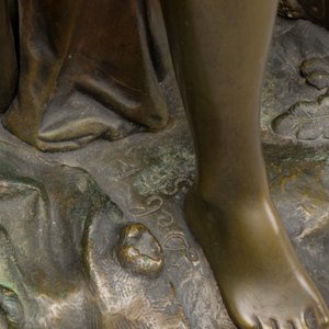 Jean Didier Debut (1824-1893): 'De Romeinse godin Pomona', een allegorische voorstelling van de oogst, deels verguld brons op marmeren basis — foto 6