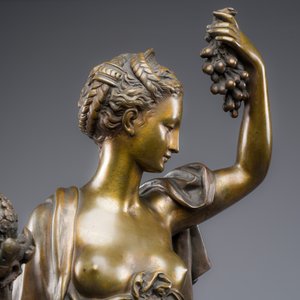Jean Didier Debut (1824-1893): 'De Romeinse godin Pomona', een allegorische voorstelling van de oogst, deels verguld brons op marmeren basis — foto 7