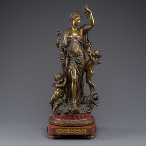 Jean Didier Debut (1824-1893) : 'La déesse romaine Pomona', une représentation allégorique de la récolte, bronze en partie doré sur socle en marbre — photo 2