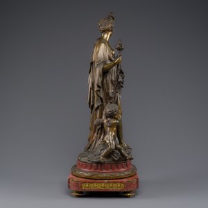 Jean Didier Debut (1824-1893) : 'La déesse romaine Pomona', une représentation allégorique de la récolte, bronze en partie doré sur socle en marbre — photo 5