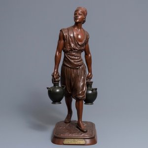 Jean-Didier Debut (1824-1893): Porteur d’eau arabe, een koud beschilderd bronzen beeld — foto 2