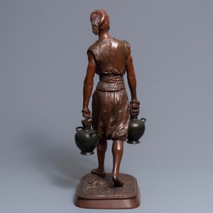 Jean-Didier Debut (1824-1893): Porteur d’eau arabe, een koud beschilderd bronzen beeld — foto 4