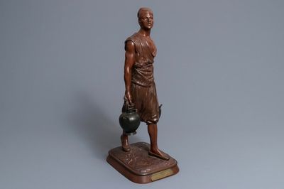 Jean-Didier Debut (1824-1893): Porteur d’eau arabe, sujet en bronze polychrome