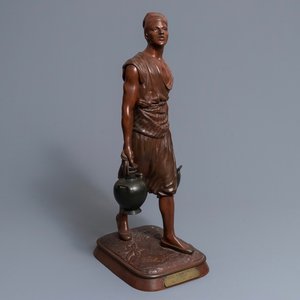 Jean-Didier Debut (1824-1893): Porteur d’eau arabe, sujet en bronze polychrome — photo 1