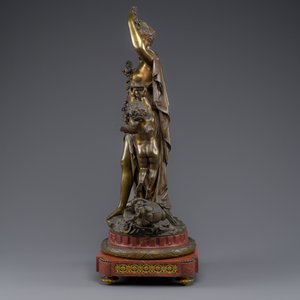 Jean Didier Debut (1824-1893): 'The Roman goddess Pomona', an allegorical representation of the harvest, partly gilded bronze on marble base — photo 3