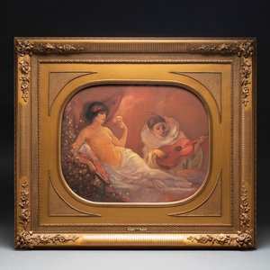 Jean-Francois De Boever (Ghent, 1872-1949): The Odalisque, oil and pastel on paper, signed — photo 1