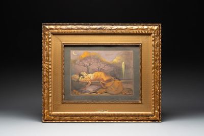 Jean-Francois De Boever (Ghent, 1872-1949): The Water Jet, oil and pastel on paper, signed