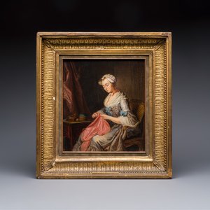 Jean-Gaspard Heilmann (France, 1718 - 1760): 'The Seamstress', oil on panel, 18th C. — photo 1
