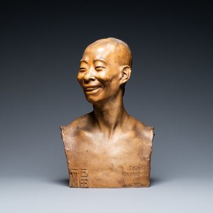 Jean Mich (Frankrijk, 1871-1919): Buste van Chih-Fan in gepatineerde terracotta — foto 2